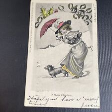 Huld’s Christmas series no. 302 Franz Huld New York 1905 antique postcard Dog picture