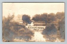 RPPC Fredericktown OH-Ohio, Mill Dam Looking North, c1906 Vintage Postcard picture