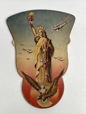 Vintage Statue Of Liberty Collapsible Hand Fan, HILL Williamsport Ohio picture