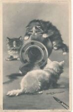 Maude Scrivenet Signed Three Cats and Inkwell Postcard - 1905 picture