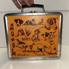 Very Cool Vintage Eddie Bauer Metal Puppy Themed Lunch Box picture
