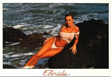 Florida Girl Postcard Risque Ocean 90's 80's Pinup wet shirt Adult  picture
