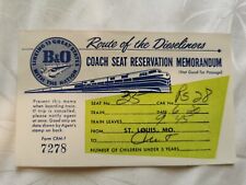 SCARCE BO B&O Railroad Coach Seat Reservation Memo 1950s picture