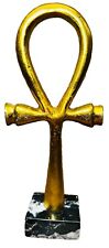 Egyptian Ankh Statue Gold leaf on Black Base Beautiful Unique Heavy picture
