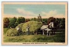 c1940's Greetings From Bentonville Harvest Arkansas AR Unposted Vintage Postcard picture