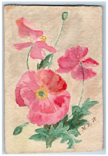 1908 Hand Painted Pink Flowers Franklin Nebraska NE Posted Antique Postcard picture