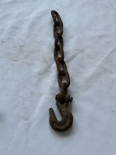 Vintage Rusty Iron Tow 1/4 Hook Clevis Forged USA Hi Test Short Chain Farm Barn picture