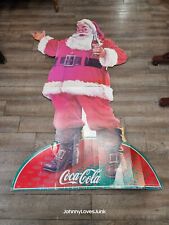  Vintage 2003 Coca Cola Santa w/ Bottle Christmas Cardboard Sign Advertisement   picture