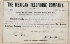 The Mexican Telephone Co - Original Stock Certificate - 1886 - #5957 picture