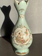 Vintage Lenwile Ardalt Cherub Porcelain Bud Vase Light Green Great Shape picture