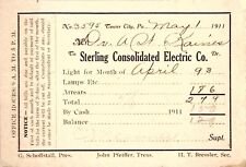 Sterling Consolidated Electric Co 1911 Bill Receipt picture
