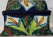 Vintage Talavera Hand Painted Pottery Trinket Box with Lid Signed Mexico picture