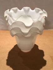 4 Vintage Cast Milk Glass Ceiling Fan Light Shade Bell Shaped Ruffled Edge picture
