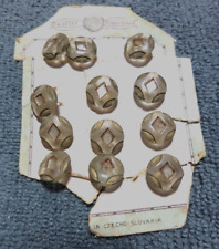 12 Vintage Antique Diminutive Czechoslovakia Glass Buttons 3/8
