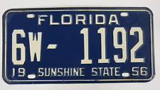 Vintage 1956 FLORIDA License Plate Tag #6W-1192 picture