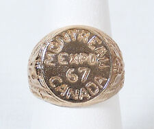 Vintage Expo 67 World's Fair Montreal Quebec Canada Souvenir Gold-Tone Ring picture