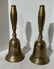 Solid Brass Lg Hand Bells 11” Tall Set Of 2 picture