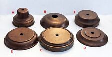 LOT OF 6 COPPER FINISHED STEEL LAMP PARTS: VASE CAP, BASES, SHADE HOLDER, CANOPY picture