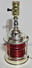 Nautical Style Ship's Lantern Red Glass Table Lamp - 2 Lights Vintage - TESTED picture
