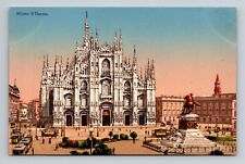 DB Postcard Milan Italy Il Duomo Cathedral Trolley Street Cars picture