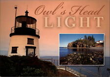 Maine Owl's Head Lighthouse sunset coastline view ~ unused postcard sku343 picture