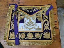 Masonic Regalia Grand Lodge Past Master Apron Purple/Gold Hand Embroidered picture