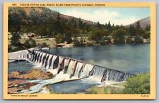 Savage Rapids Dam Rogue River Pacific Highway Oregon Waterfall Forest Postcard picture