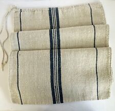 Antique Hungarian Hemp Grain Sack with Navy Blue Stripes Upholstery Material picture
