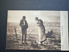 Postcard Angelus Painting by Jean-François Millet Couple Praying Over Crops H39 picture