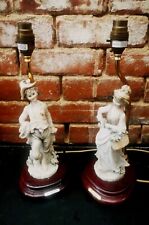 PAIR VINTAGE CAPODIMONTE GUISEPPE ARMANI LAMPS GIRL & BOY 35.5CM SIGNED & TESTED picture