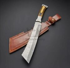 20'' Tapanga Machete Damascus Steel Blade Battle Ready With Sheath Fixed Blade picture