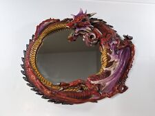Dragon Round Wall Mirror Hanging Decor Gothic Fantasy Mythical Medieval 16 Inch picture