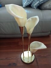 Rare 70s Vintage Calla Lily Pink Floral Tint i4-way Touch Lamp with Brass Base picture