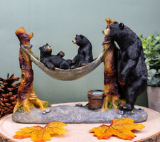 Mother Black Bear With Cubs In Outpost Camping Hammock Statue Wildlife Forest picture