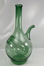 Vintage Hand Blown Green Glass Wine Bottle Decanter W/ Ice Chamber picture