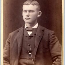 c1880s Charles City, IA Stoic Hard Young Man Jewel Cabinet Card Photo Mooney B23 picture