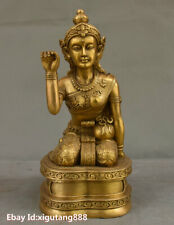 Rare Thailand Buddhism Brass Wealth Mammon God Lucky Joss Goddess Buddha Statue picture