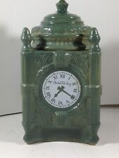 Vintage Ceramic Green Marshall Field State Street Clock Cookie Jar Canister picture