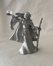 Vintage Gallo Pewter Female Wizard, Signed & Dated W/ A  Swarovski Crystal picture