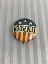 1940 Franklin D Roosevelt FDR campaign pin pinback button political president picture