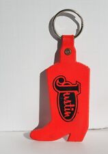 Vintage JUSTIN BOOTS Advertising Red Keychain Rubber WESTERN COWBOY picture