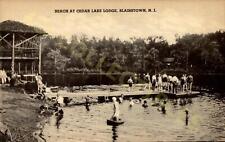 Vintage postcard  Beach at Cedar Lake Lodge Blairstown NJ Summer Leisure Scene picture