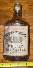 Vintage Antique Golden Wedding Whiskey Bottle Glass Stopper Jos Finch Pittsburgh picture