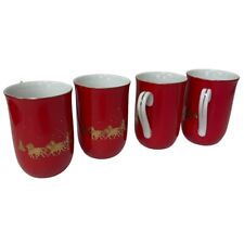 Gibson Christmas Greeting Cards Mugs Otagiri Red White And Gold Set Of 4 New picture