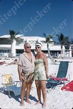 Sl60  Original slide 1960's Adorable couple on the beach 372a picture