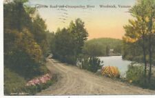 WOODSTOCK VT - Taftsville Road and Ottauquechee River - Hand Colored Postcard picture