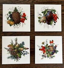 Vintage Ceramic Tiles - Lot of (4) - Fruit Vegetable Nature Designs - 6