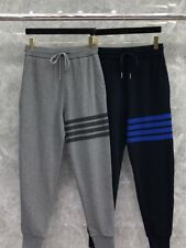 Mens women Fleece yarn dyed Sweatpants Jogger Sports Casual pants 4 bars picture