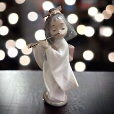 Lladro 6150 PLAYING THE FLUTE Japanese Geisha Girl Porcelain Figurine Box picture