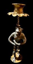 Rare Antique Maitland Smith Style Brass Bronze Monkey Candle Holder picture